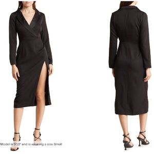 Area Stars Notched Lapel Long Sleeve Dress